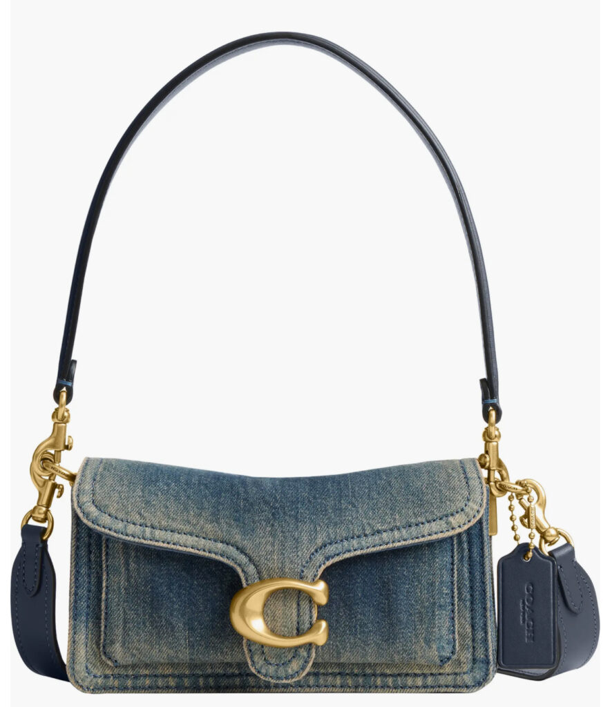 Sustainable Mother’s Day Gift 2026: Coach Tabby 20 Shoulder Bag — small versatile multi-wear bag in dark denim