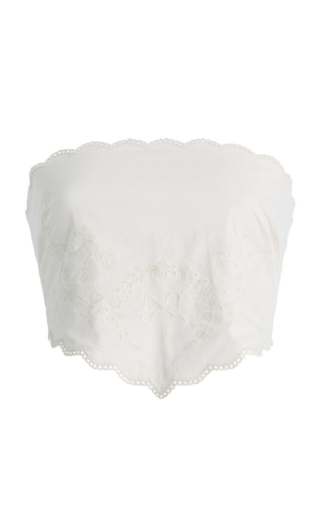 Sustainable Summer 2026: Posse Exclusive Lois Broderie Anglaise Cotton Tie Top - white lace top 