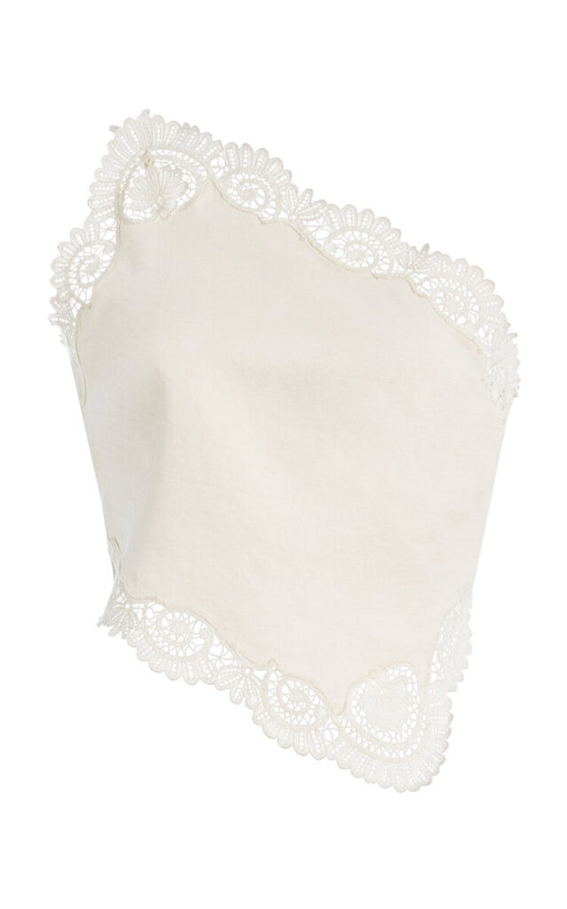 Sustainable Summer 2026: Posse Lace-Trimmed Linen-Cotton Top - white lace top