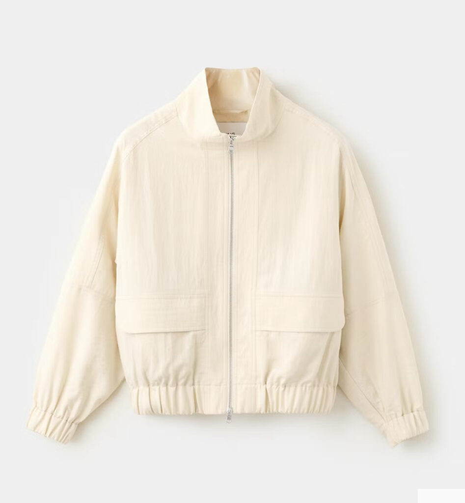 Sustainable Summer 2026: MANGO STARRING HAILEY BIEBER Lyocell Bonber Jacket - neutral off-white bomber 