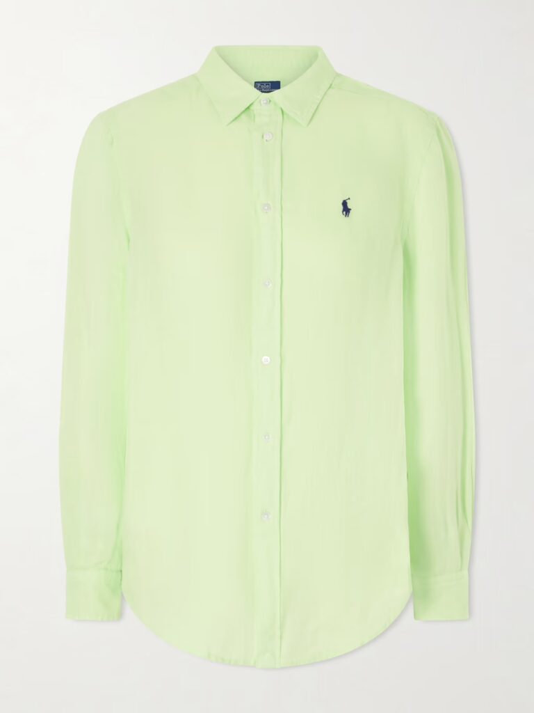 Sustainable Summer 2026: POLO RALPH LAUREN Logo-embroidered linen  - breezy green linen shirt