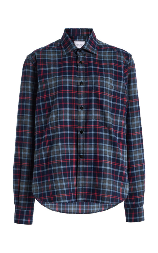Fall 2026: With Nothing Underneath The Classic Plaid -Wool Shirt - Blue plaid shirt 