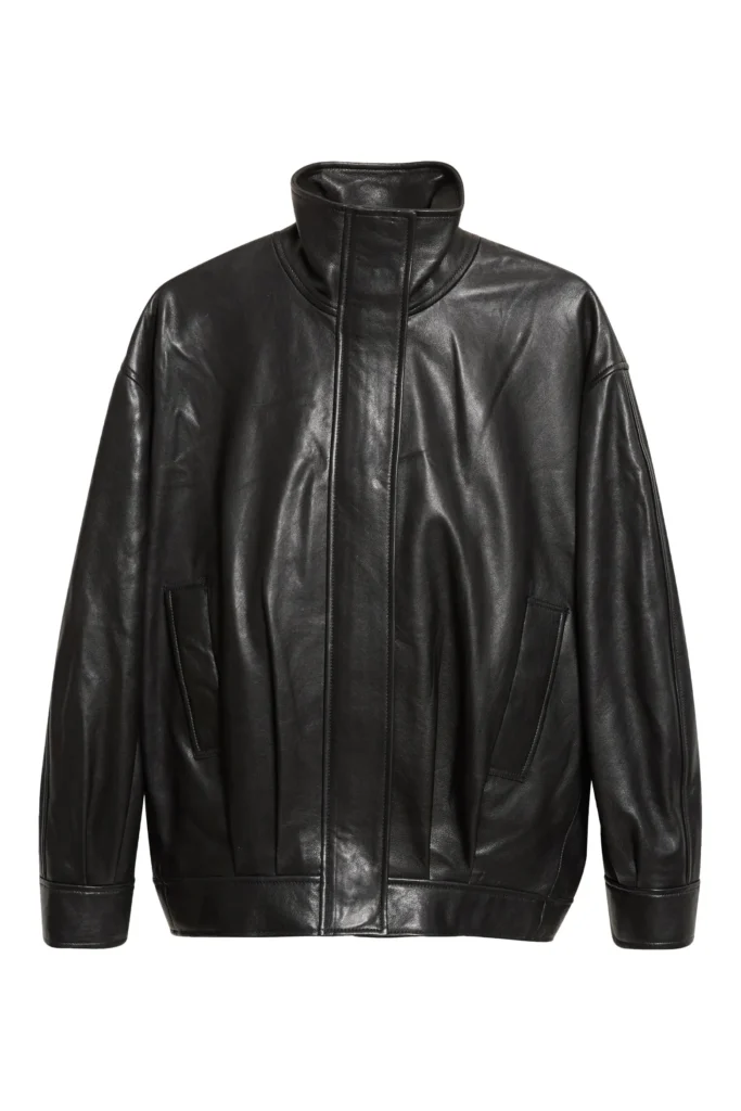 Fall 2026: ARMA Paula Leather Bomber Jacket - Funnel neck leather bomber jacket in black 