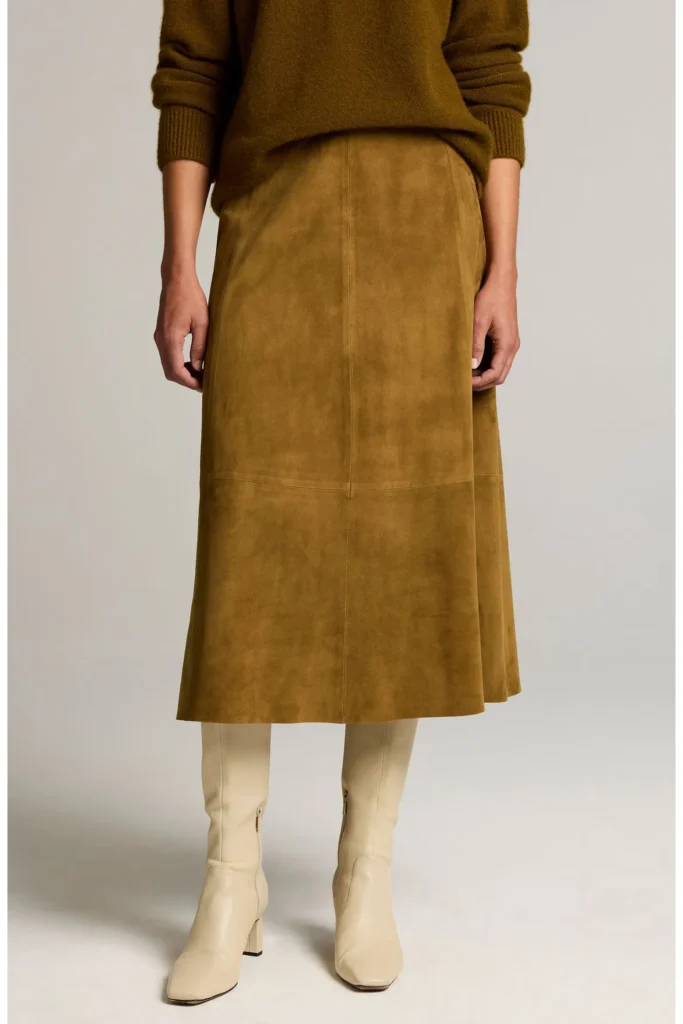 Fall 2026: Vince Suede Skirt - Brown suede  A-line skirt 