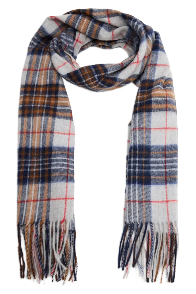 Fall 2026: Mango Wool Check Scarf - wool scarf in check pattern in blue red and hue 