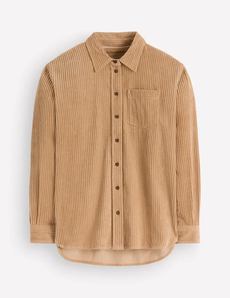 Fall 2026: BODEN Sienna Relaxed Cord Shirt - cord shirt in sand brown 