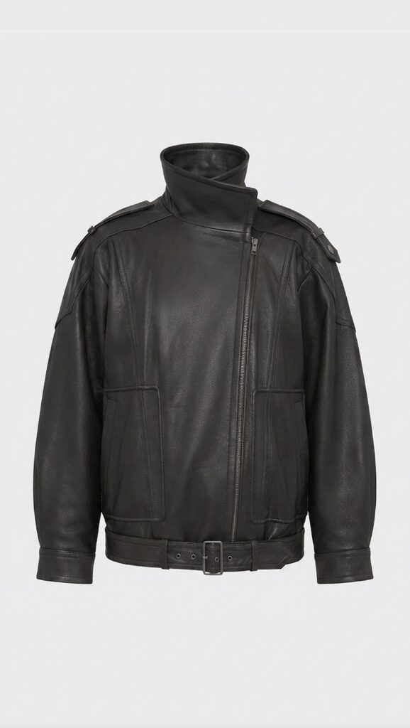 Fall 2026: Vince Leather Oversized Biker Jacket - Funnel neck leather oversized biker jacket